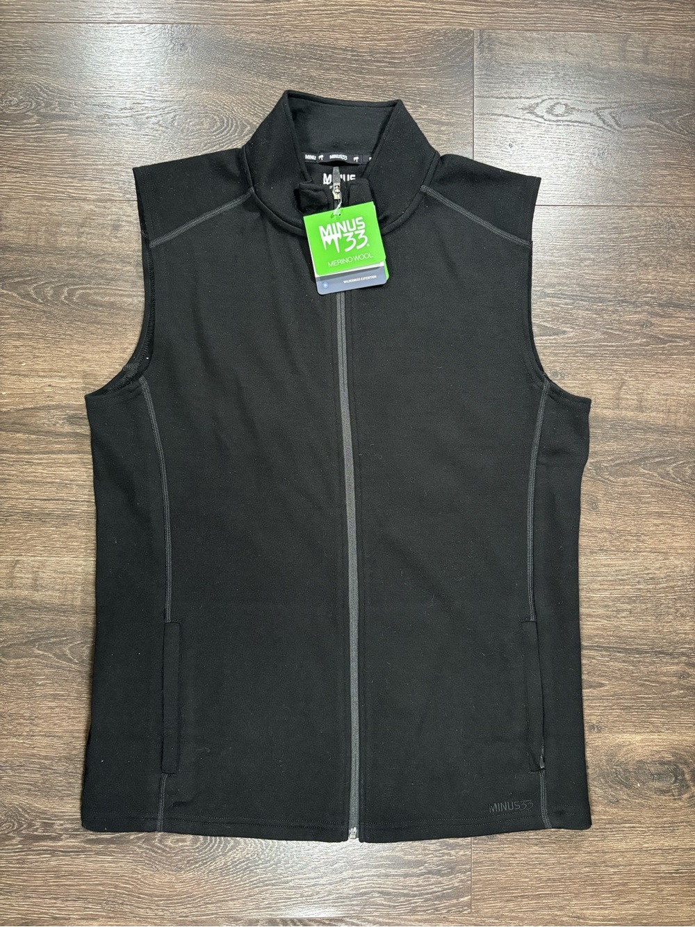 Minus33 Men’s Black Merino Wool Zip Vest P269